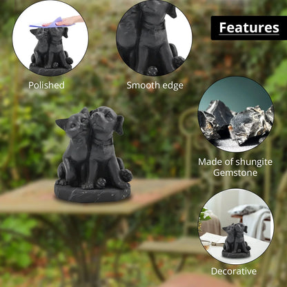 Guardian Companions: Shungite Cat & Dog Figurine