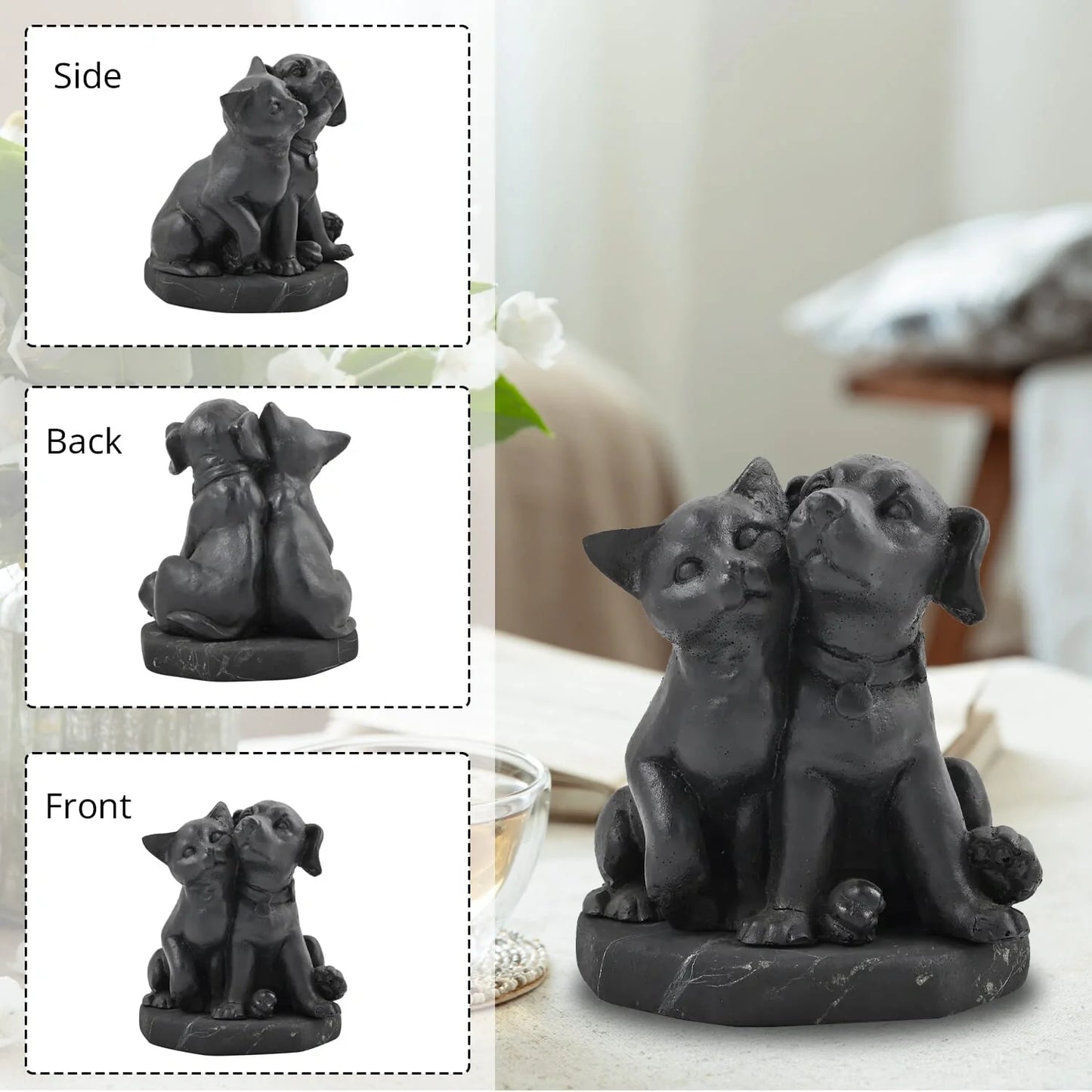 Guardian Companions: Shungite Cat & Dog Figurine