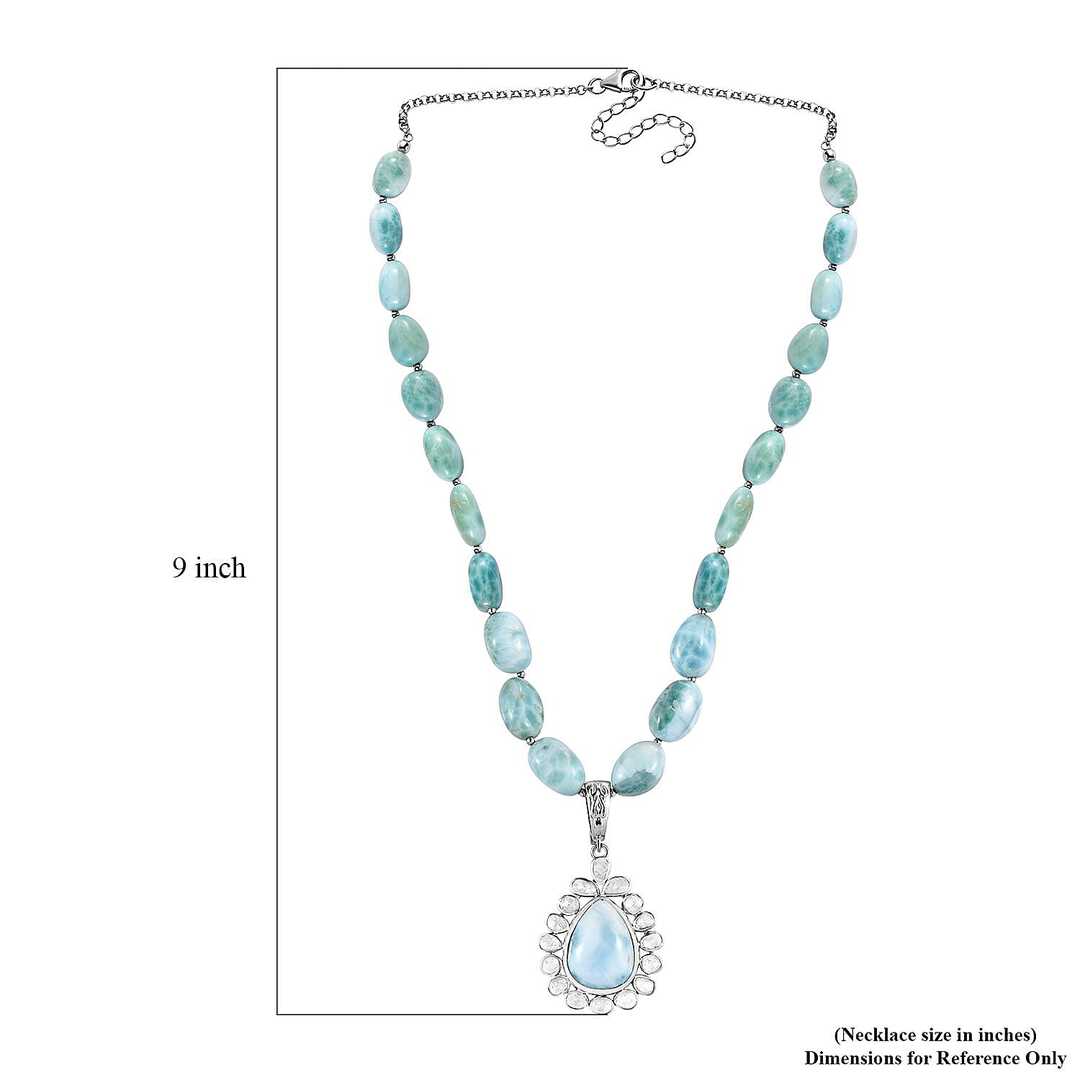 Larimar and Diamond Tree of Life Necklace