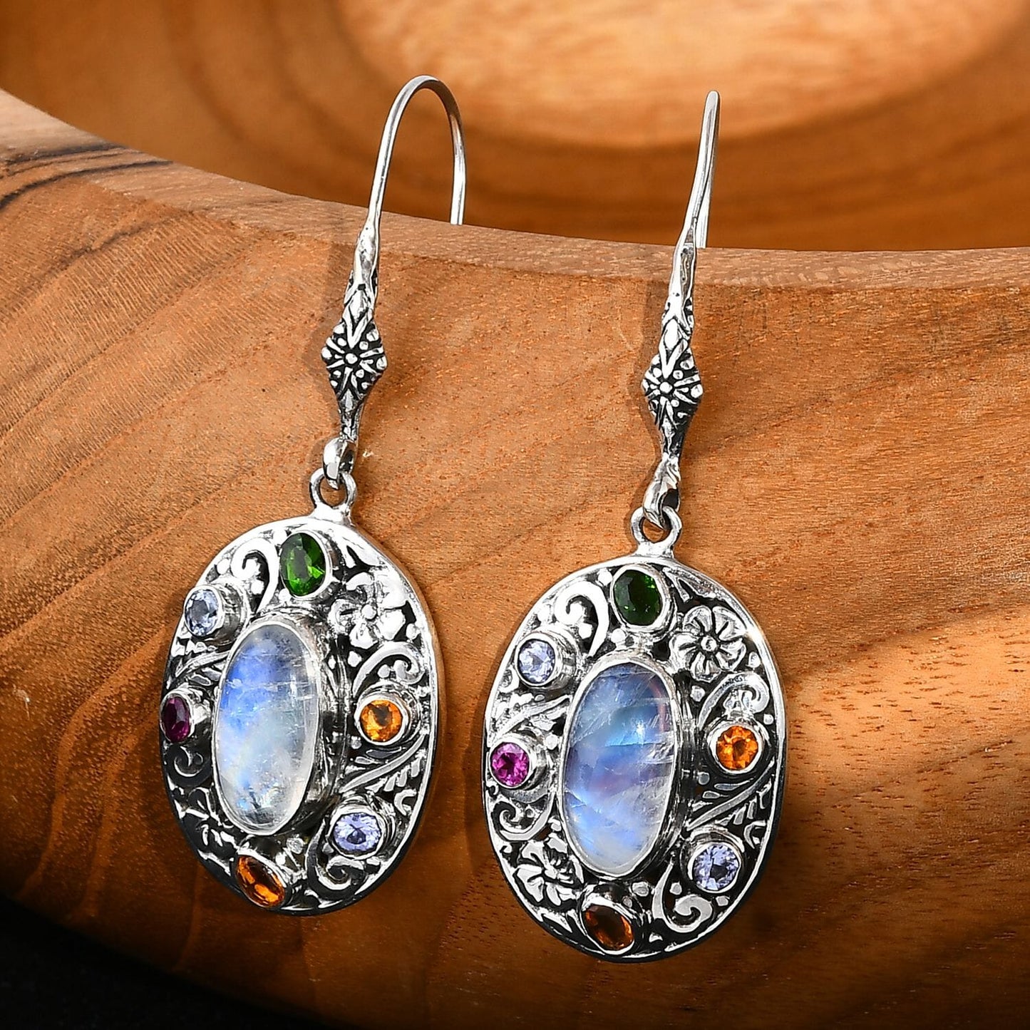 Rainbow Moonstone & Multi-Gemstone Earrings – Vitality & Creativity Boost