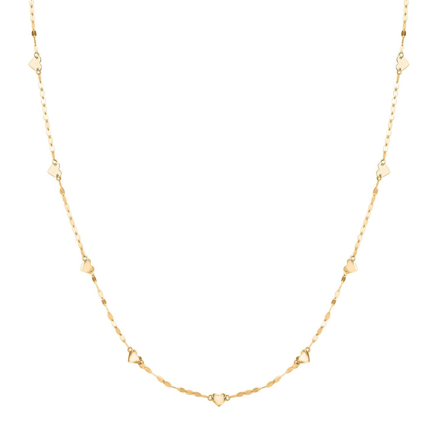 10K Yellow Gold Heart Station Mirror Necklace – A Reflection of Love and Grace
