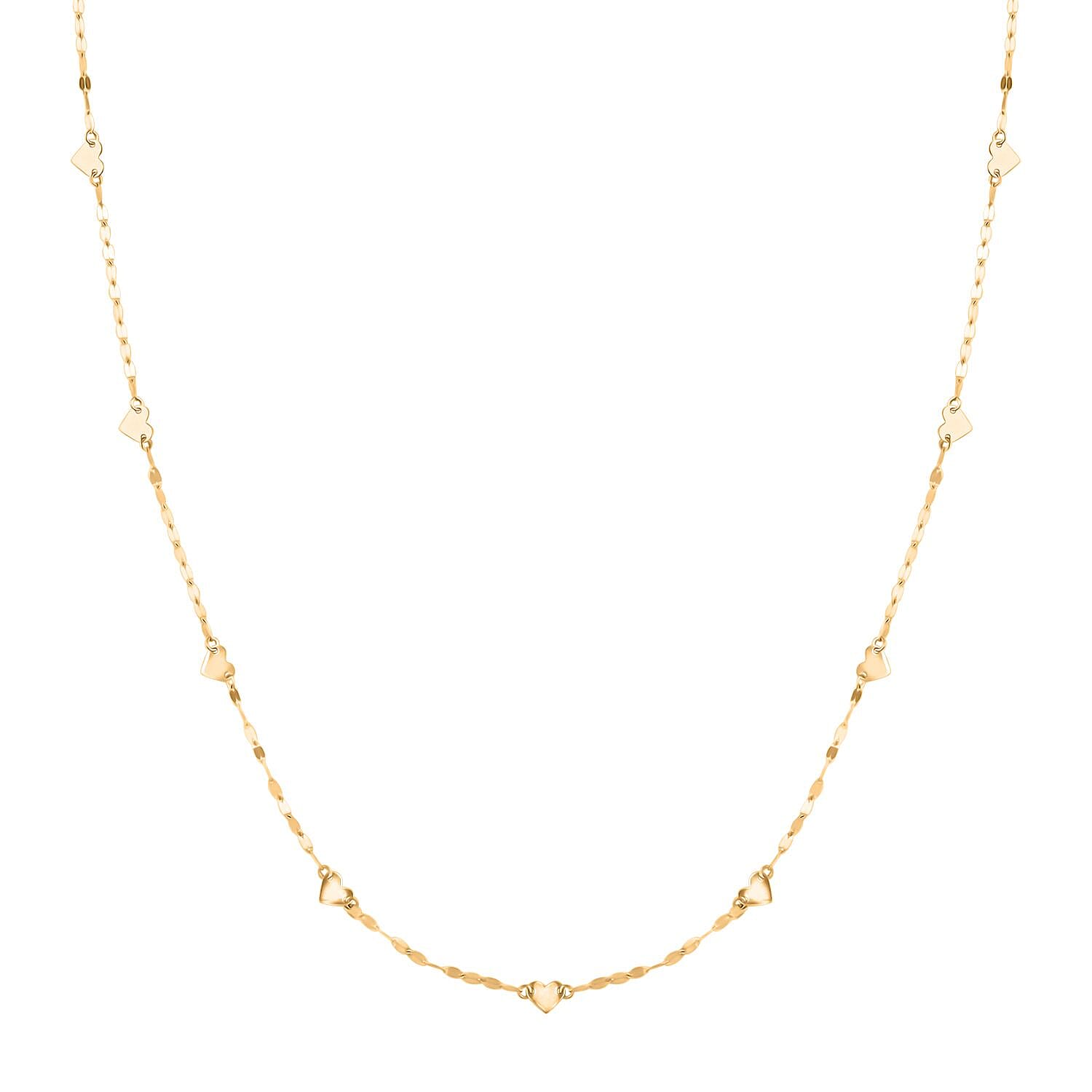10K Yellow Gold Heart Station Mirror Necklace – A Reflection of Love and Grace