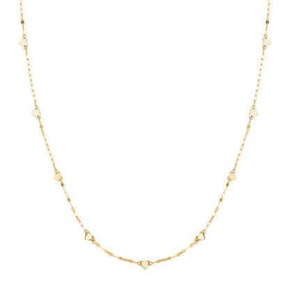 10K Yellow Gold Heart Station Mirror Necklace – A Reflection of Love and Grace