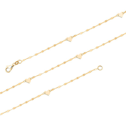 10K Yellow Gold Heart Station Mirror Necklace – A Reflection of Love and Grace