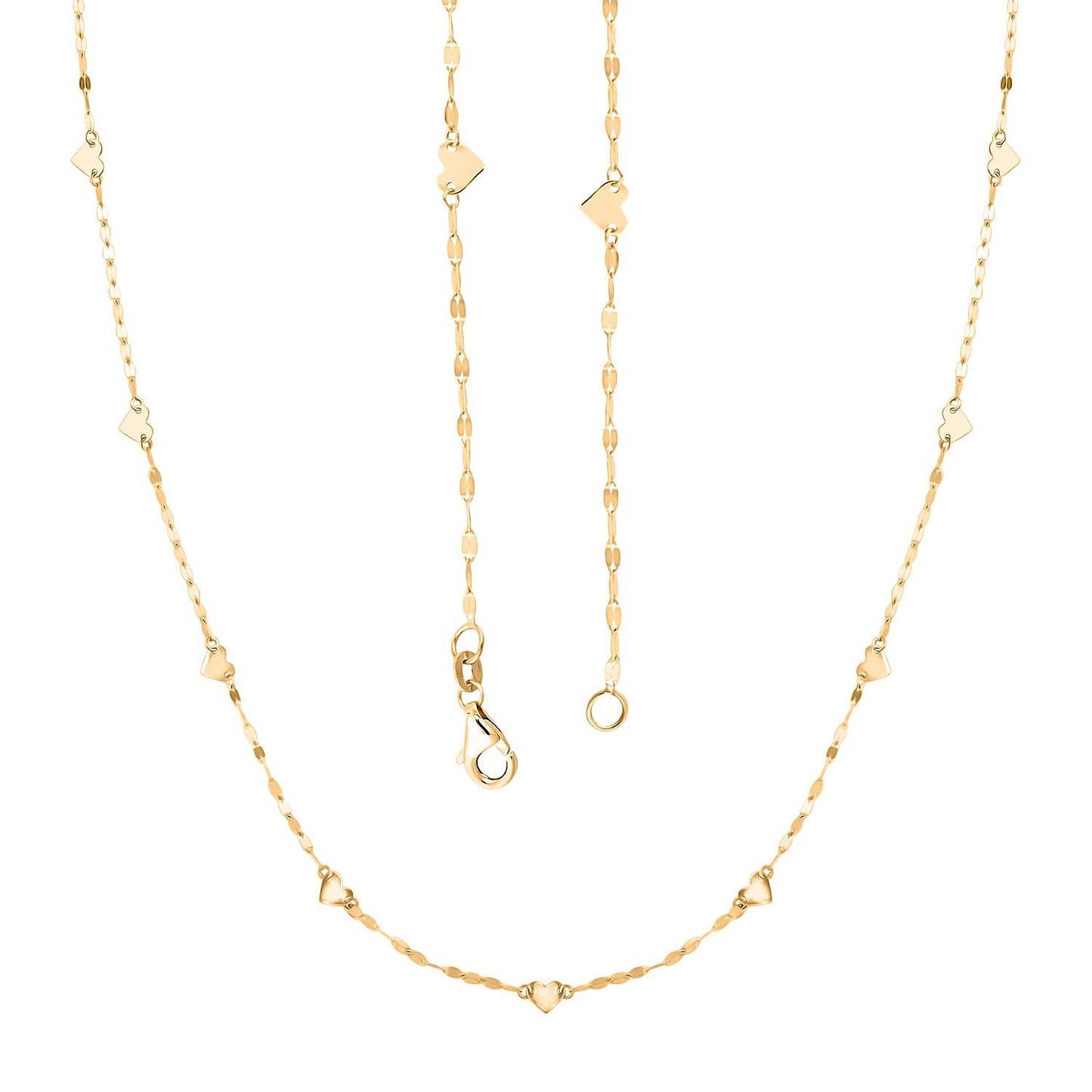 10K Yellow Gold Heart Station Mirror Necklace – A Reflection of Love and Grace