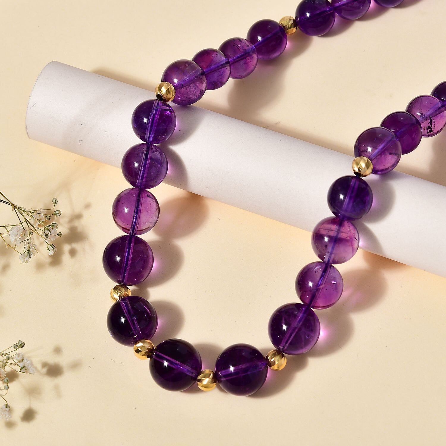African Amethyst Beaded Necklace – Change & Moving On