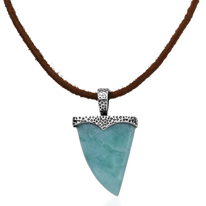 Artisan Larimar Shark Tooth Necklace – Made for Ocean Souls