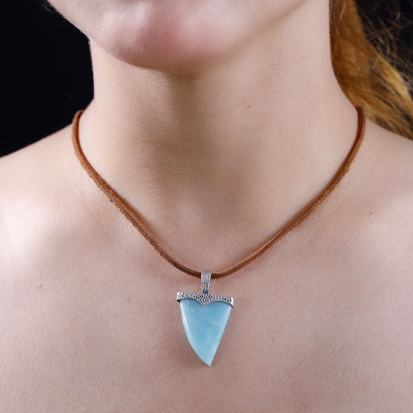 Artisan Larimar Shark Tooth Necklace – Made for Ocean Souls