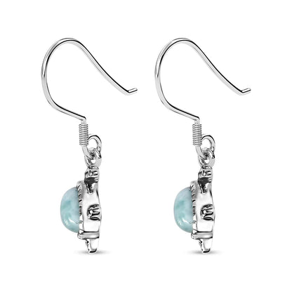 Larimar Turtle Earrings in Sterling Silver
