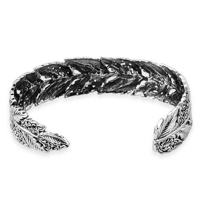 Bali Legacy Sterling Silver Ginkgo Leaf and Feather Cuff Bracelets
