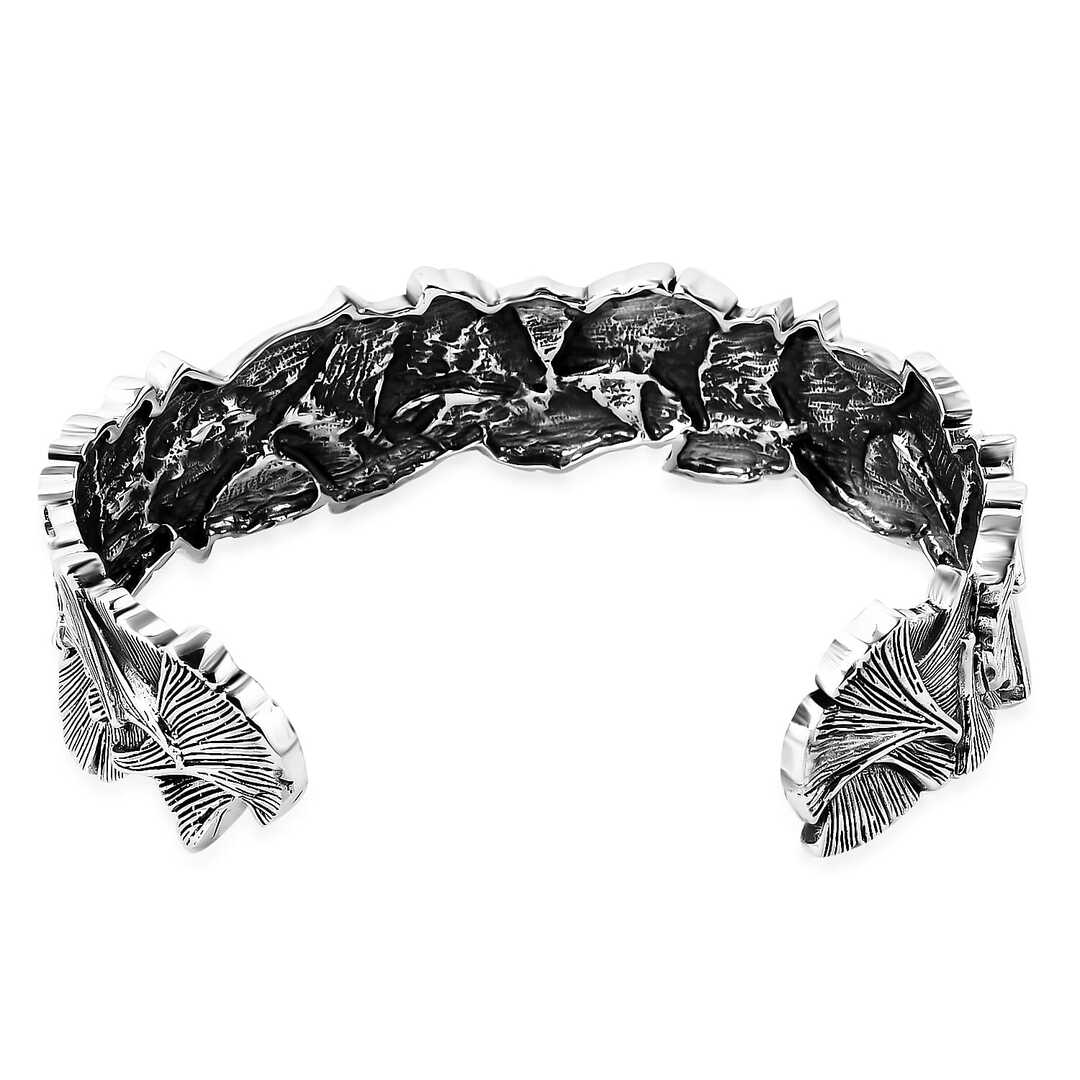Bali Legacy Sterling Silver Ginkgo Leaf and Feather Cuff Bracelets