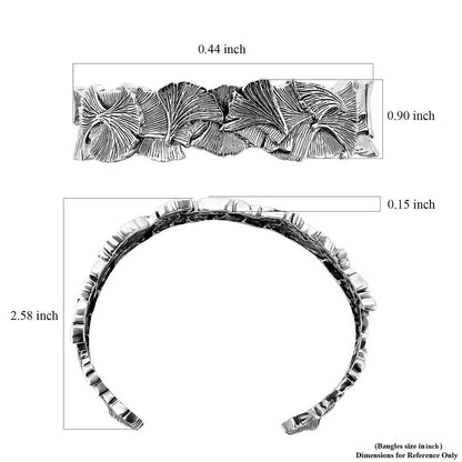 Bali Legacy Sterling Silver Ginkgo Leaf and Feather Cuff Bracelets