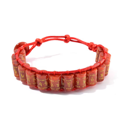Natural Jade Prayer Wheel Cord Bracelet — Channel Strength and Healing Power