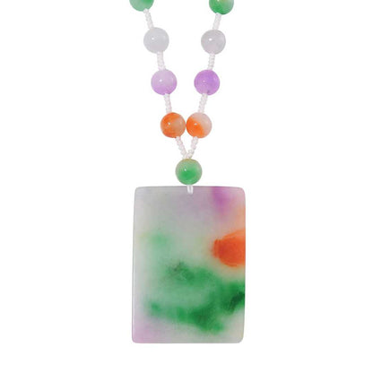 Multi-Color Jade Carved Pendant Necklace
