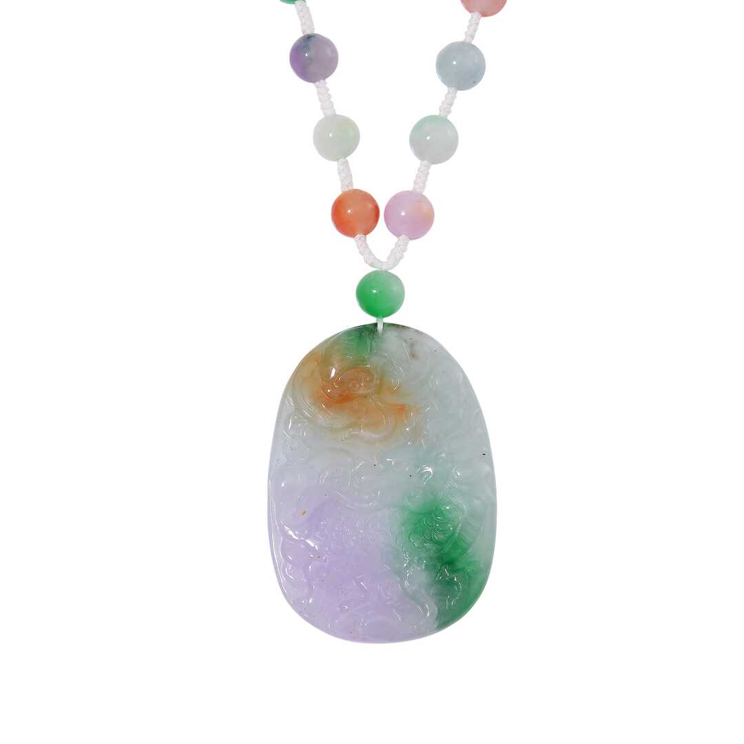 Multi-Color Jade Carved Pendant Necklace