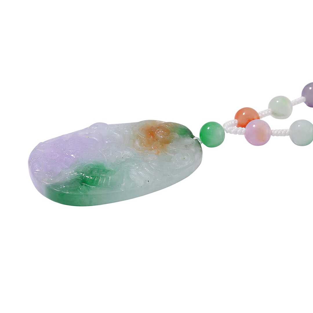 Multi-Color Jade Carved Pendant Necklace