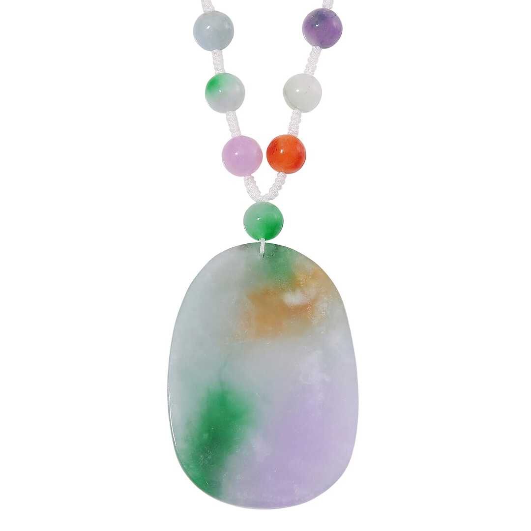 Multi-Color Jade Carved Pendant Necklace