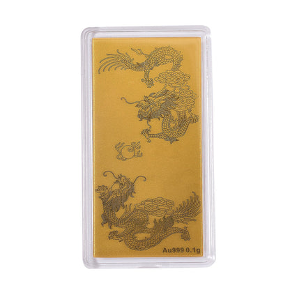 24K Gold Emboss Sheet Collection – Dragon Twins, Elephant & Statue of Liberty (100mg)