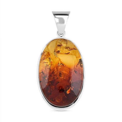 Baltic Amber Oval Harmony Pendant in Sterling Silver