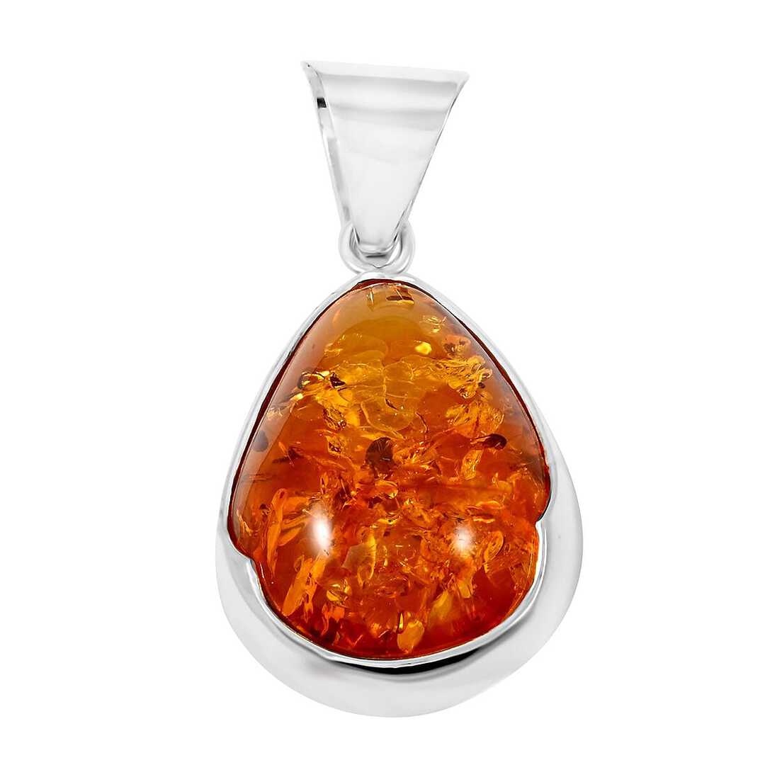 Baltic Amber Classic Drop Pendant in Sterling Silver