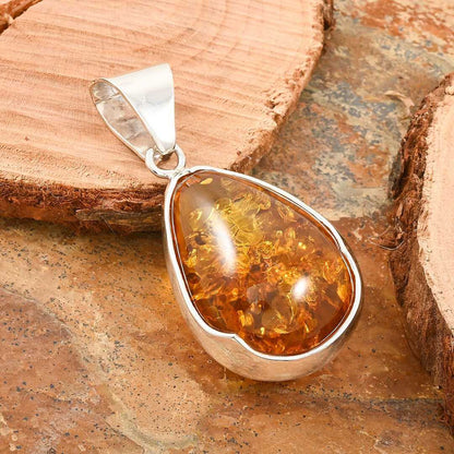 Baltic Amber Classic Drop Pendant in Sterling Silver
