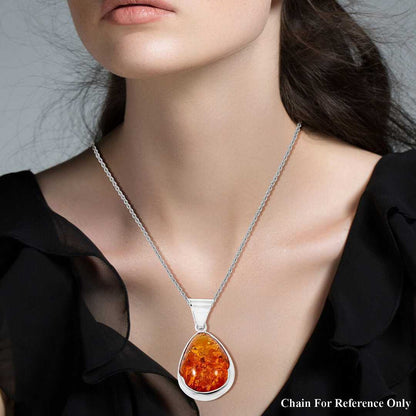 Baltic Amber Classic Drop Pendant in Sterling Silver