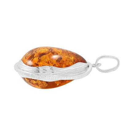 Baltic Amber Designer Drop Pendant in Sterling Silver