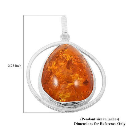 Baltic Amber Designer Drop Pendant in Sterling Silver