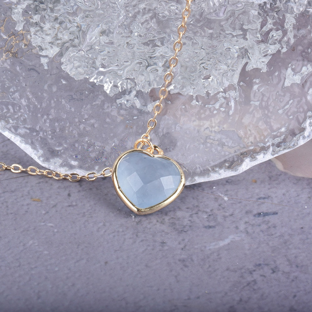 Faceted Aquamarine Heart Pendant