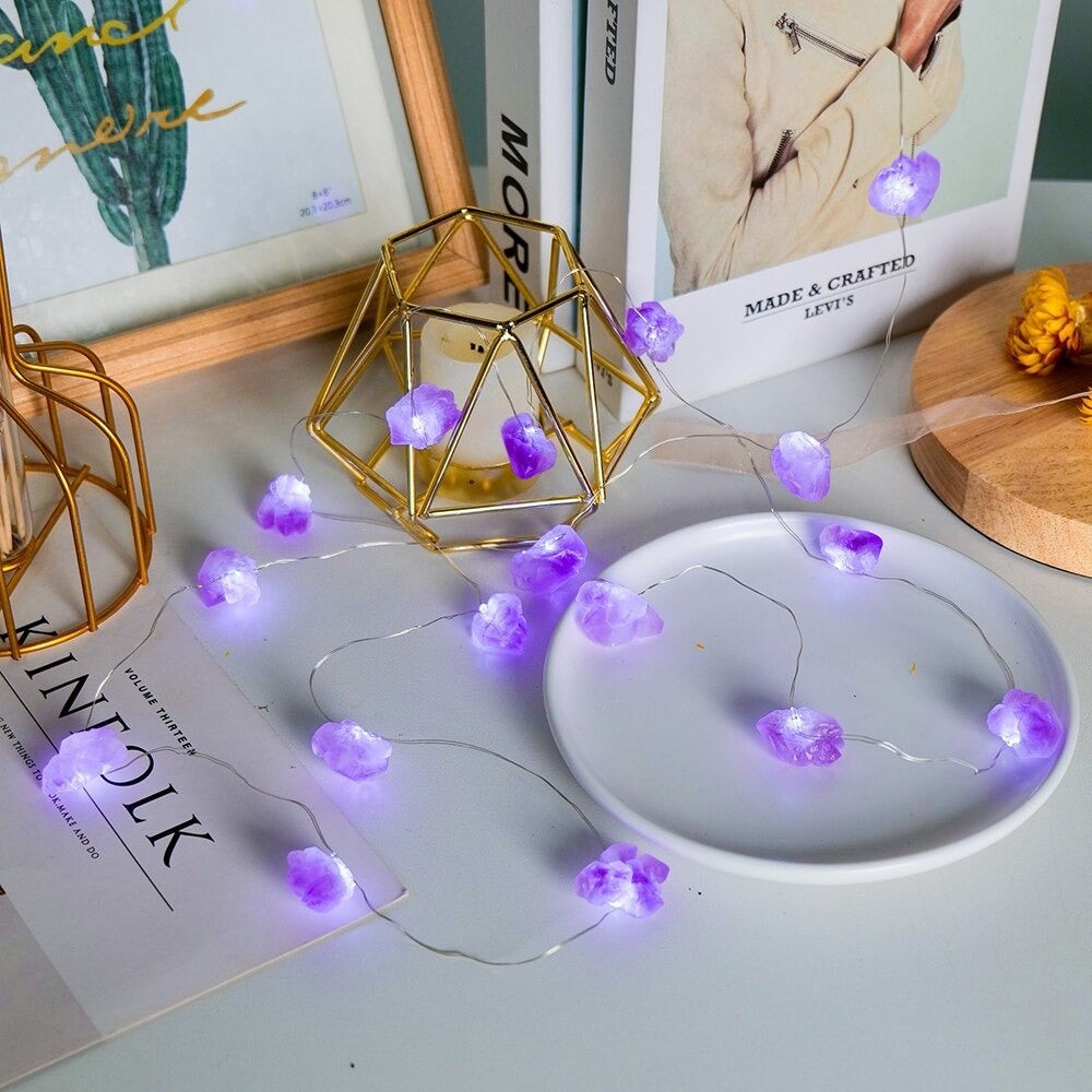 Natural Gemstone Festive String Light Decoration