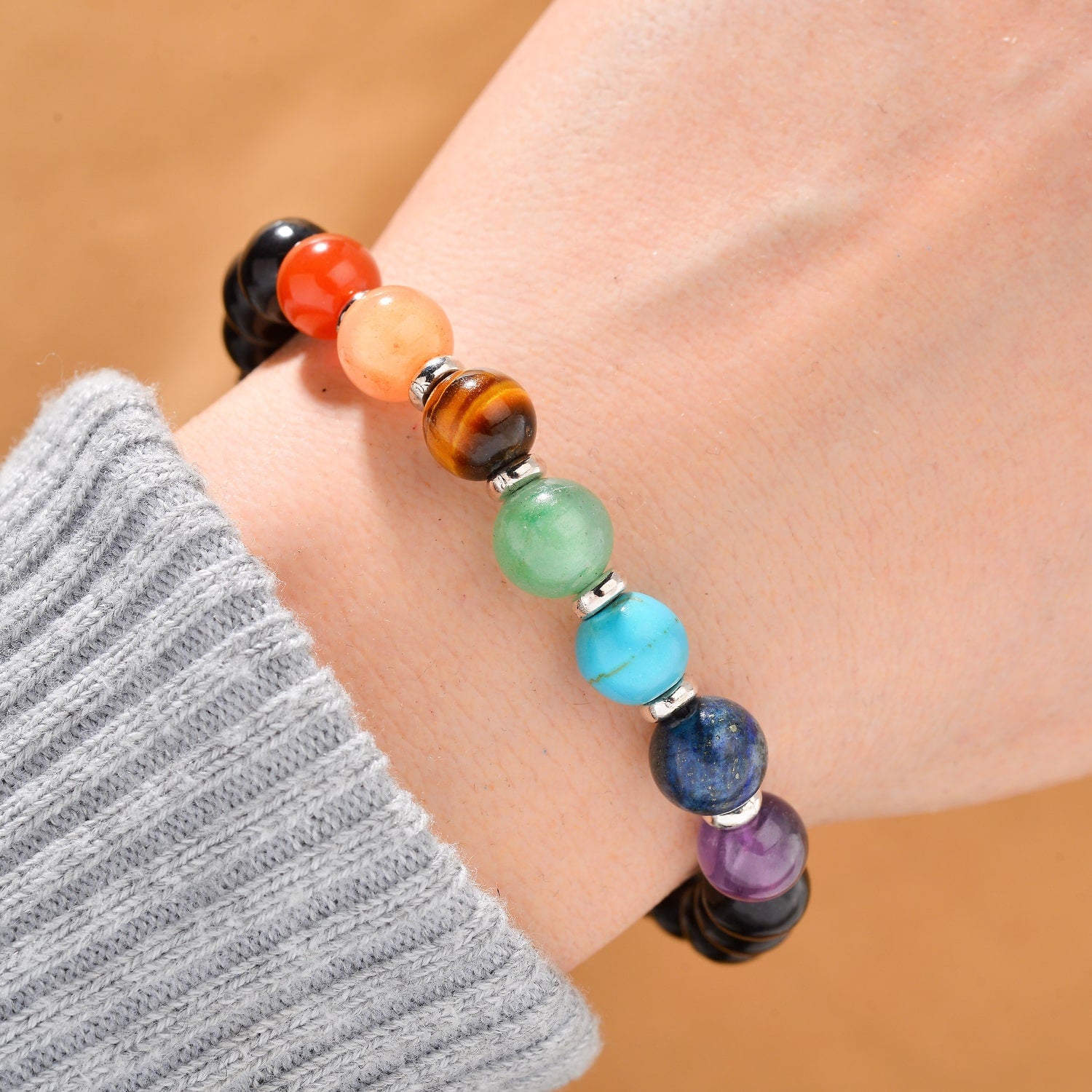 7 Chakra Bracelet with Shungite Beads – Portable Protection & Purification