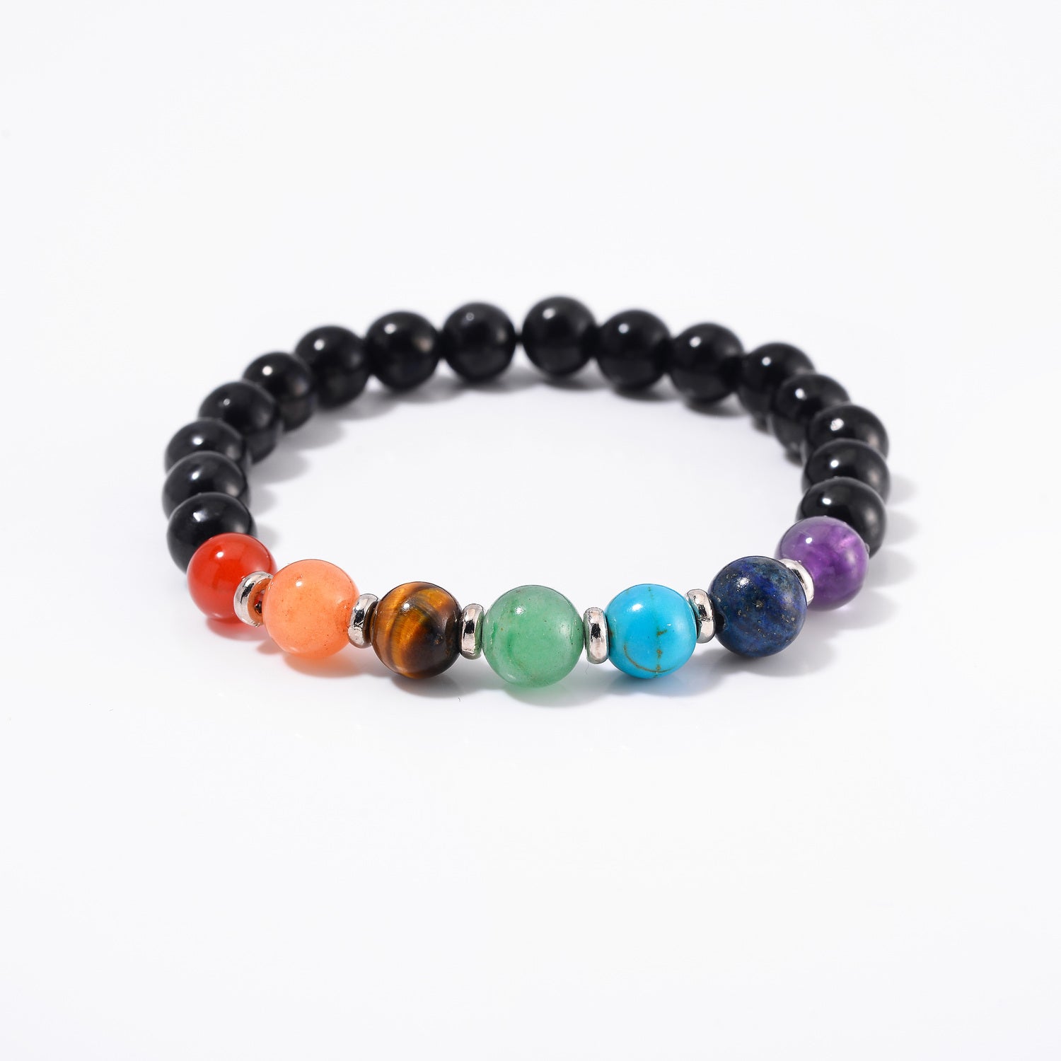 7 Chakra Bracelet with Shungite Beads – Portable Protection & Purification
