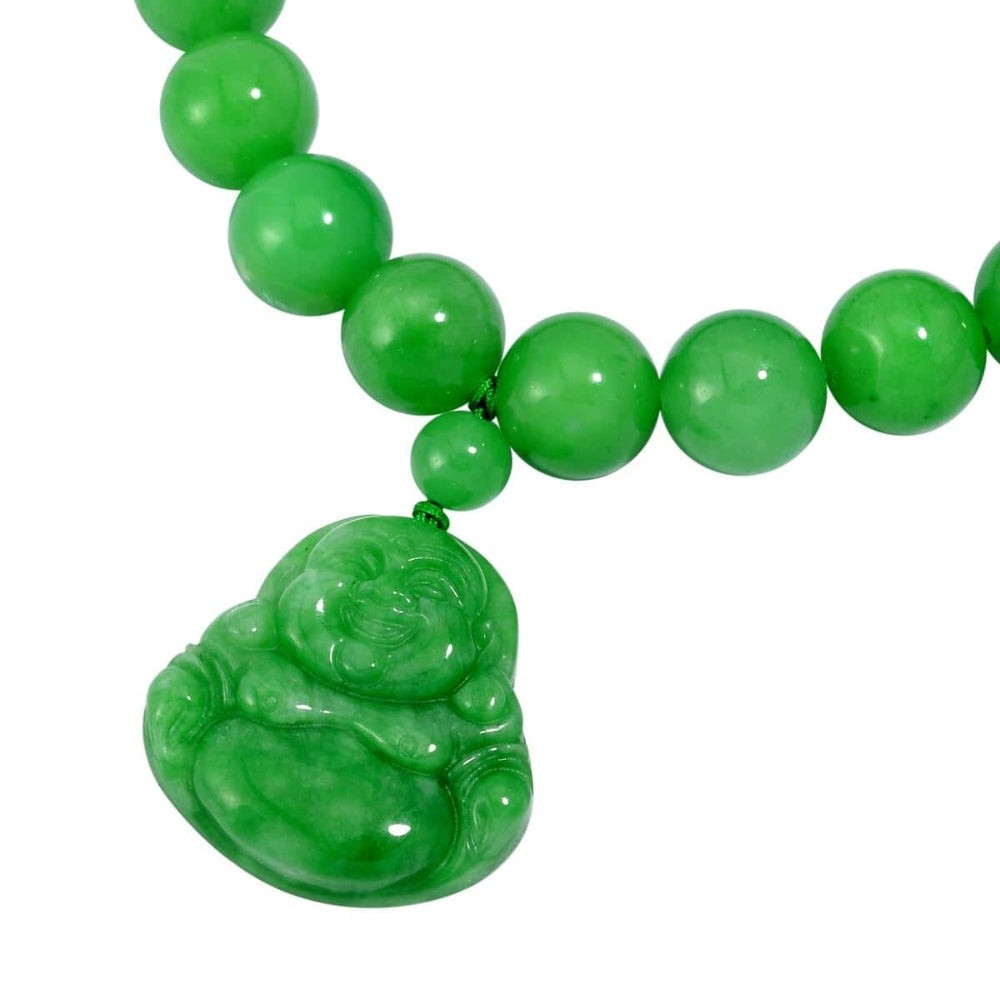 Green Jade Carved Bead Bracelet