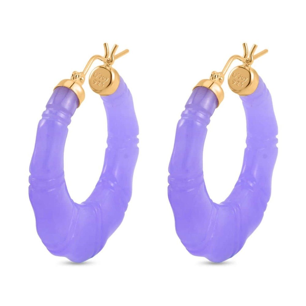 Jade Stone Carved Hoop Earrings