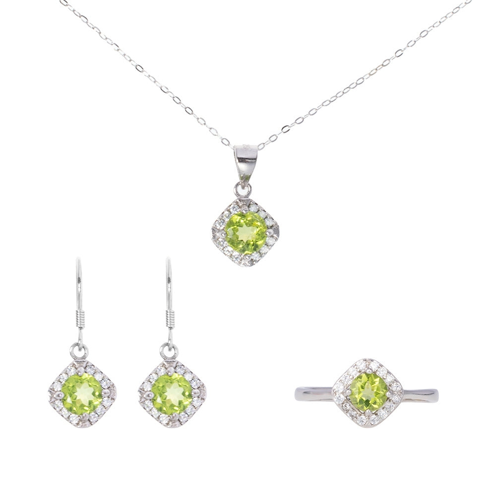 Natural Peridot Stone Jewelry Set