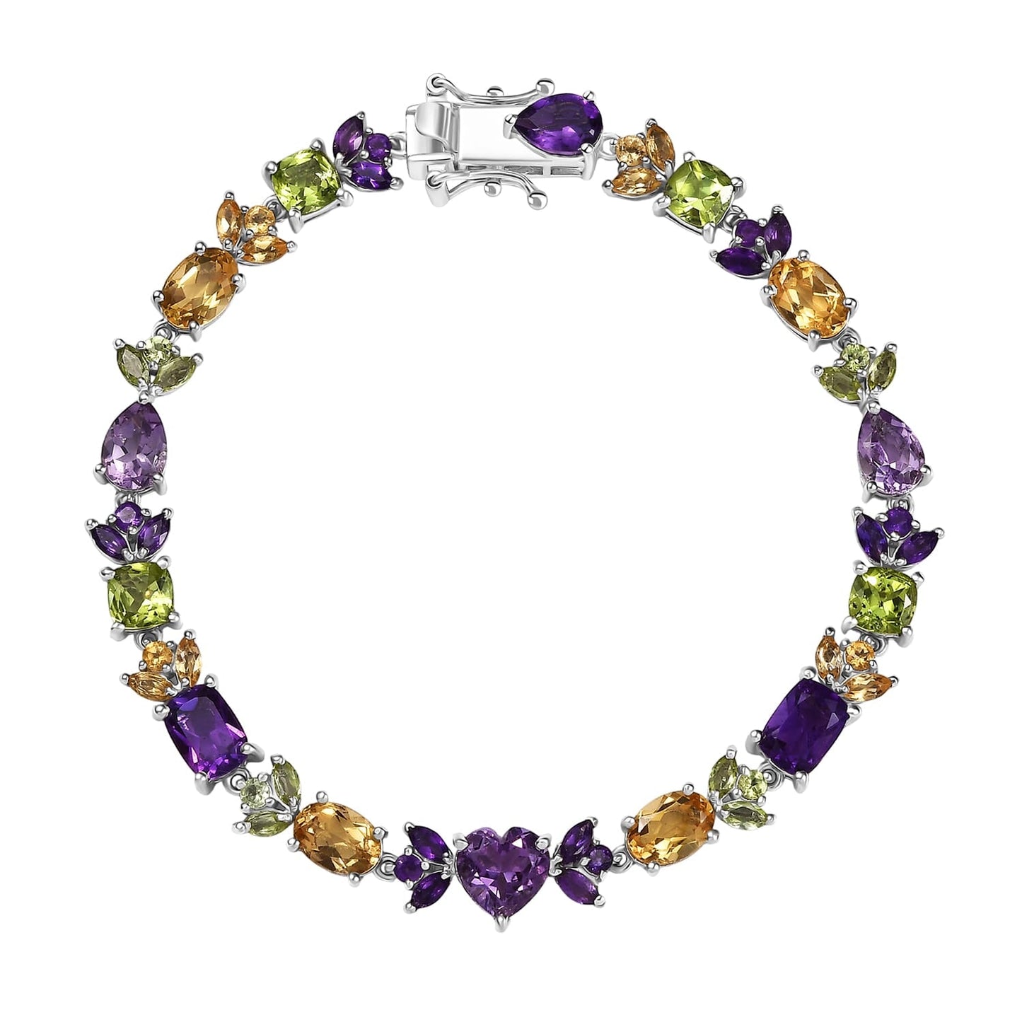 Royal Art Deco Multi-Gemstone Bracelet – Rhodium Over Sterling