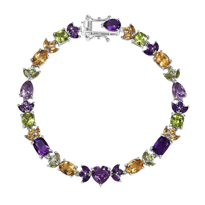 Royal Art Deco Multi-Gemstone Bracelet – Rhodium Over Sterling