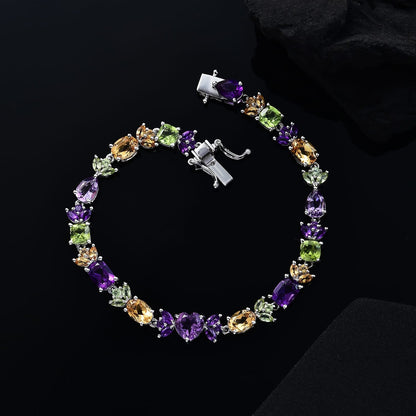 Royal Art Deco Multi-Gemstone Bracelet – Rhodium Over Sterling