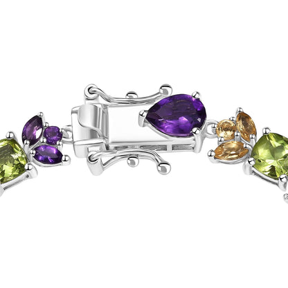 Royal Art Deco Multi-Gemstone Bracelet – Rhodium Over Sterling