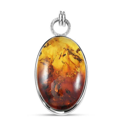 Baltic Amber Honey Drop Pendant in Sterling Silver