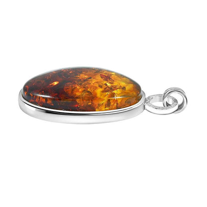 Baltic Amber Honey Drop Pendant in Sterling Silver