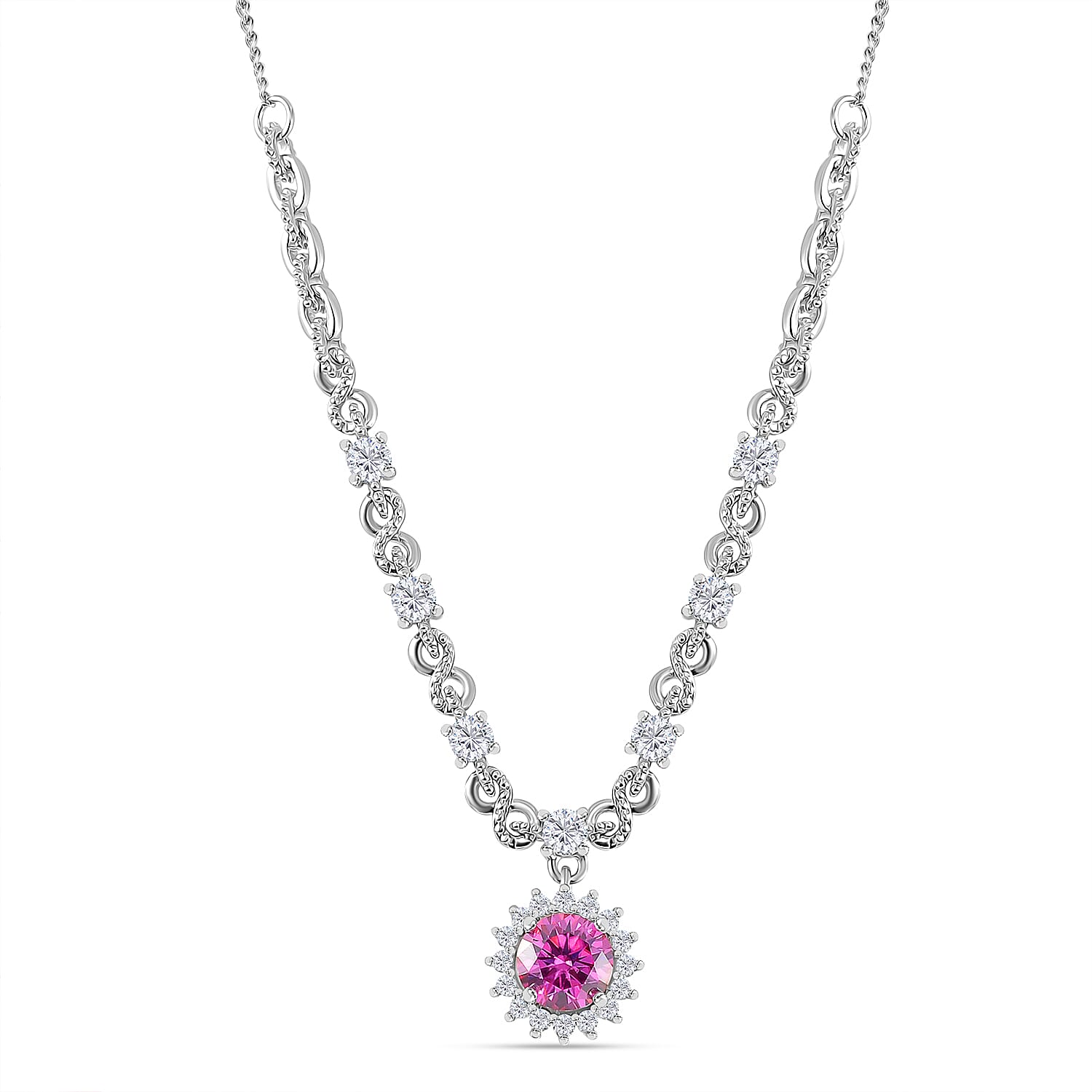 Pink Lotus Moissanite Necklace – Blooming Radiance & Refined Elegance