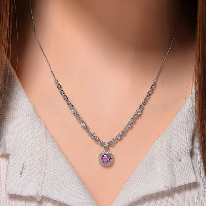 Pink Lotus Moissanite Necklace – Blooming Radiance & Refined Elegance