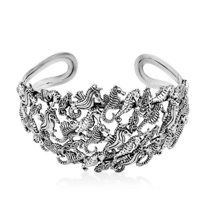 Bali Legacy Sterling Silver Starfish and Seahorse Cuff Bracelets
