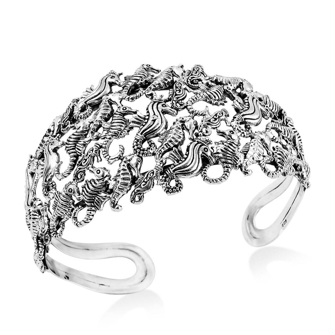 Bali Legacy Sterling Silver Starfish and Seahorse Cuff Bracelets