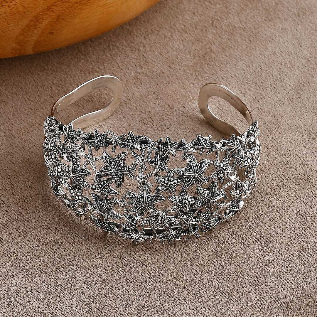 Bali Legacy Sterling Silver Starfish and Seahorse Cuff Bracelets