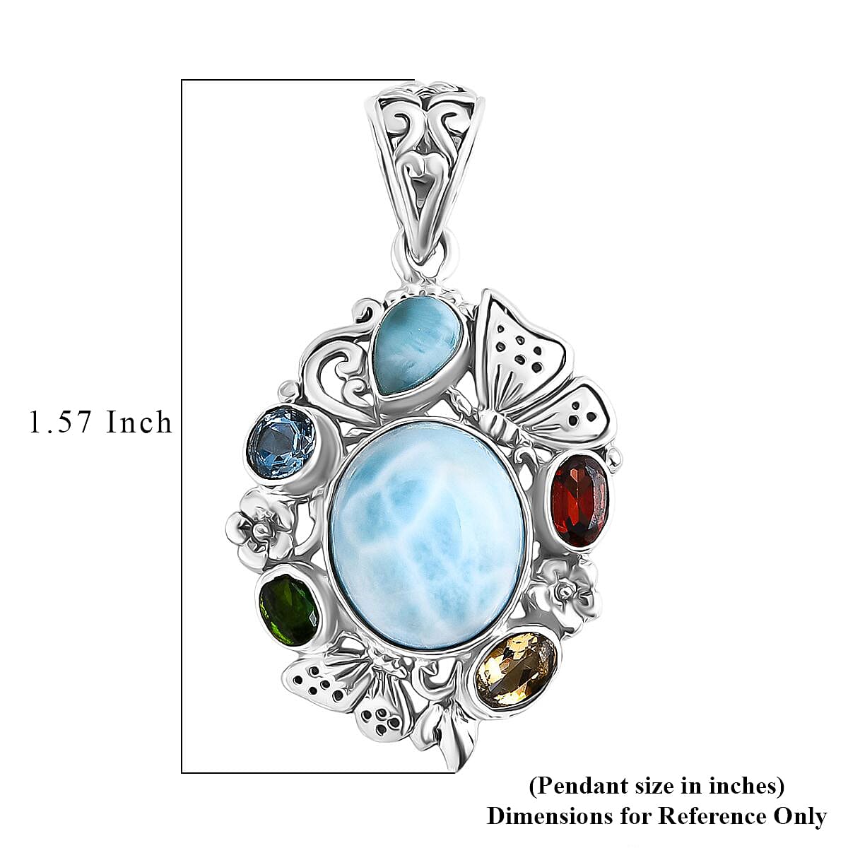 Bali Legacy Larimar Butterfly Pendant in Silver