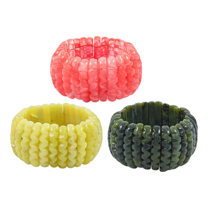 Carved Gemstone Wavy Bracelet – For Positivity & Manifestation