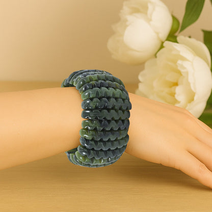 Carved Gemstone Wavy Bracelet – For Positivity & Manifestation