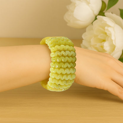 Carved Gemstone Wavy Bracelet – For Positivity & Manifestation